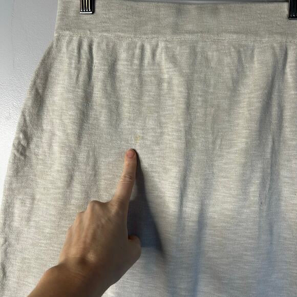 Peruvian Connection Cotton Knit Midi Skirt Women's Small Cream Side Slit - Picture 8 of 8